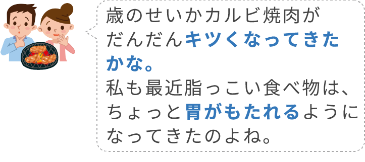 カルビ焼肉で胃がもたれる