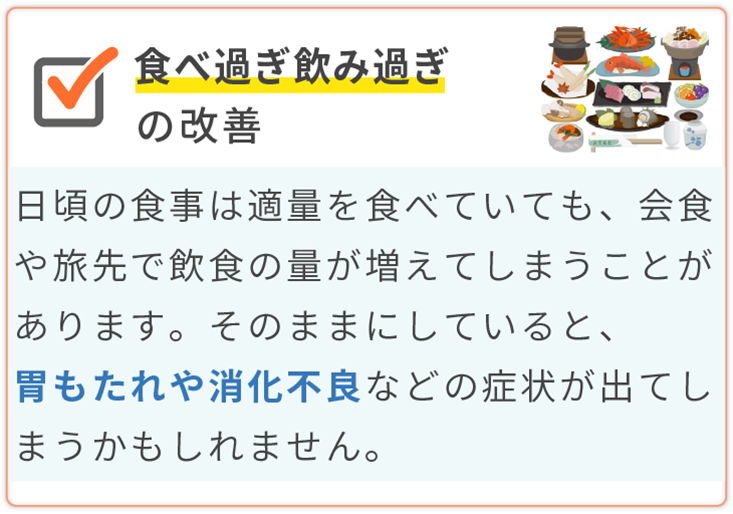 食べ過ぎ飲み過ぎの改善